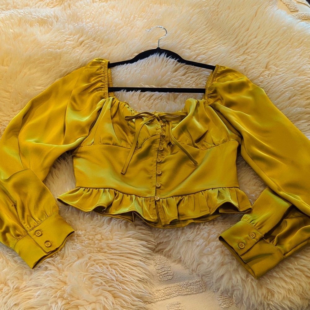 Satin dressy milkmaid top blouse